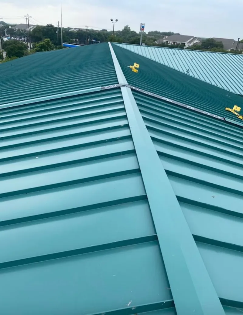 Green commercial metal roof ridge and valley for Metal Roof Repair in Saratoga